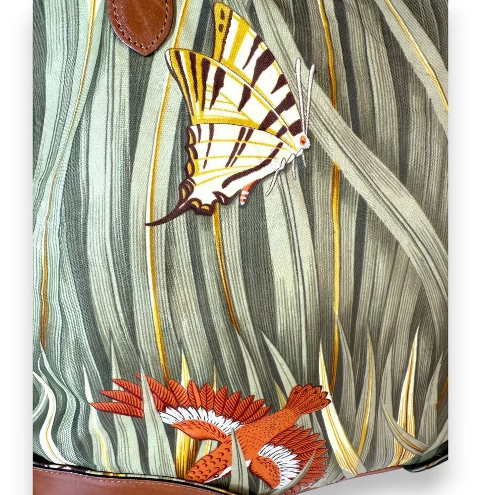 Salvatore Ferragamo Vintage Foldable Canvas and Leather Botanical